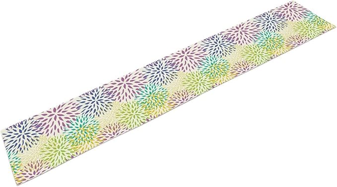 Purple Flowers Table Runner, Chrysanthemum Dahlia Vintage Modern Colorful Spring Summer Elegant Table Runner for Party Kitchen Dining Living Room Laundry Room Decor, 13x120 Inch