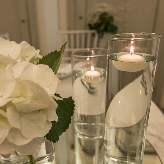 24 Pack Floating Candles, Smoke-Free and odorless, Burning continuously for 5-6 Hours, White, 2-inch Floating Candles, Suitable for Valentine's Day, Weddings, Holidays, Home Decoration……