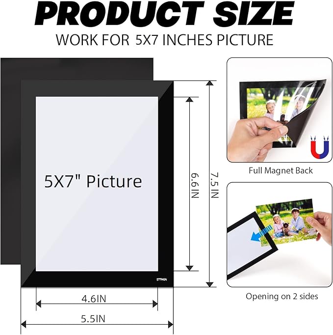 Magnetic Picture Frames 5X7 for Fridge (30 Pack),Magnets Photo Pockets/Sleeves,Decorations for Home/Office/School/Classroom/Lockers/Fridge