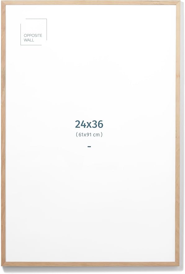 Opposite Wall - 24x36 in - Natural Solid Oak Wood Picture Frame - Lightweight, Versatile & Shatterproof - Large Wall Hanging Photo or Poster Frame - Wall Decor for Office, Gallery & Home