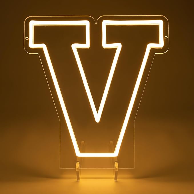 Light Up Letters V, Led Marquee Letter Lights Neon Sign, 13.7" Height Decorative Lighted Alphabet Number, Battery/USB Powered Led Letters Lights for Wedding, Birthday, Party, Christmas or Home Decor