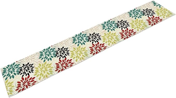 Abstract Red Dahlia Vintage Table Runner, Geometric Lines Mid Century Vintage Modern Colorful Table Runner for Party Kitchen Dining Living Room Laundry Room Decor, 13x36 Inch