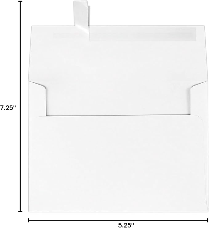 LUXPaper A7 Invitation Envelopes | Peel & Press | 5 1/4" x 7 1/4" | Brilliant White | 80lb. Text | 100% Cotton | 250 Qty