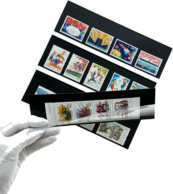 Philatelic Display Black Card Stamp Cover Stamp Collection Stamp Storage philatelic Album Stamps Collector Stamp Collecting Supplies Stamp Sleeves Stamp (1 Row Stamp Protective Cover 32 pcs)