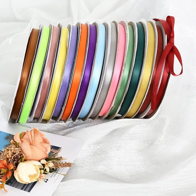 TONIFUL 3/8 Inch x 100yds Dark Gold Satin Ribbon Thin Solid Fabric Ribbons Roll for Gift Wrapping Invitation Floral Hair Balloon Craft Sewing Party Wedding Popsicles Decoration Valentine's Day Bouquet