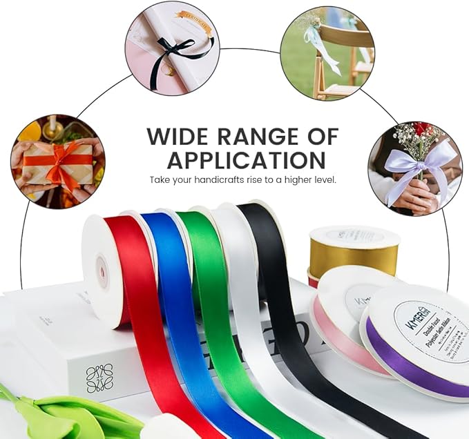 Double Faced Purple Satin Ribbon, 5/8" x 50 Yards Ribbons, Perfect for Crafts, Wedding Decor, Bow Making, Sewing, Gift Package Wrapping and More