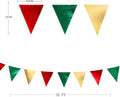 Christmas Party Decorations Triangle Pennant Banner Flag Green – Red