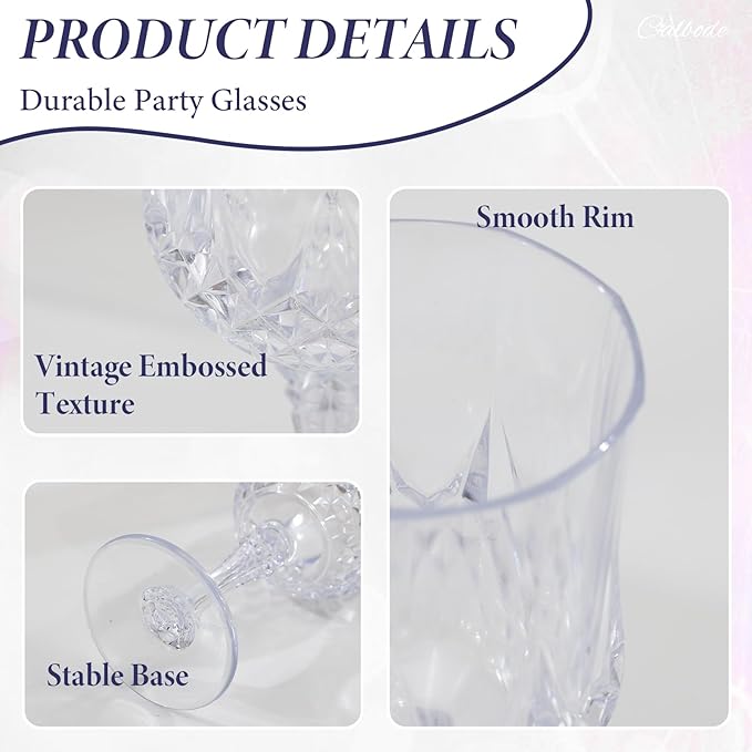 Plastic Wine Glasses Set of 12 – 7oz Unbreakable Clear Drinking Glasses for Parties Reusable & Dishwasher-Safe for Weddings, Bars, and Every Celebration