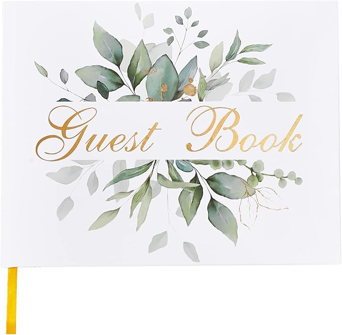 Guest Book with Gold Foil Cover, 120 Lined Pages, Hardcover