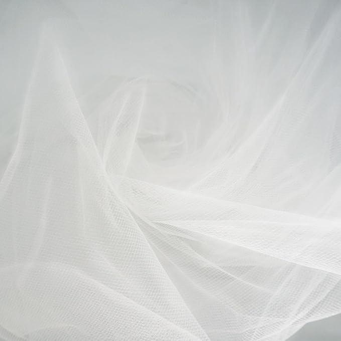 White Tulle Fabric 108" x 10 Yards for Wedding Decoration Pew Bows Christmas Gift Wrapping Ceiling Draping Baby Shower Birthday Party Reception DIY Craft Supplies