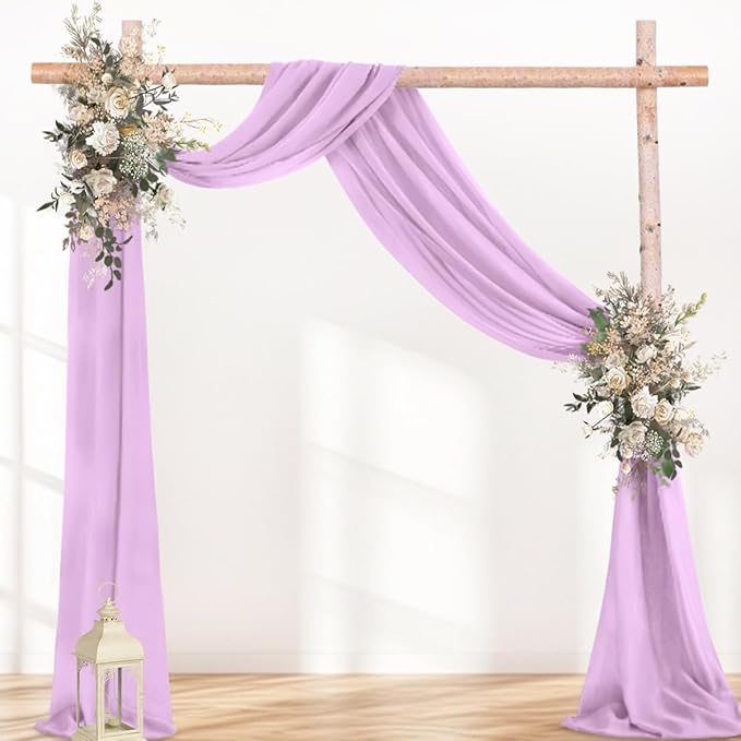 Lilac Wedding Arch Draping Fabric 1 Panel 29" × 20FT Sheer Drapes Outdoor Curtain for Wedding Ceremony Baby Bridal Shower Arch Ceiling Backdrop Decor