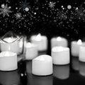 Homemory 48-Pack Cool White Novelty Flickering Flameless Tea Lights, 200+Hours Battery-Operated LED Fake Candles for Wedding Table Centerpieces,Proposal,Anniversary, White Base, Ø1.5'' × H1.3''