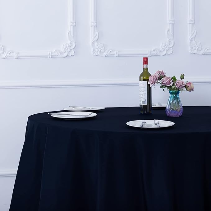 Ascoza 2pack 70 Inch Navy Round Tablecloth in Washable Polyester Fabric for Wedding/Banquet/Restaurant/Parties…