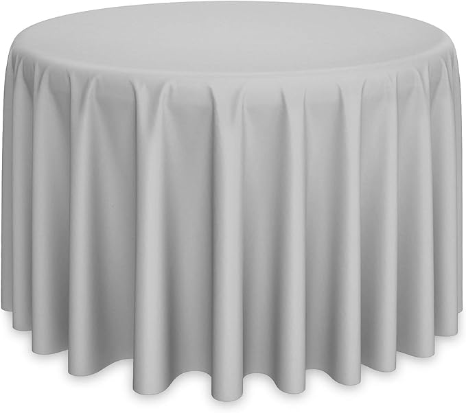 Tablecloths, 10-Pack Round Silver 120 Inch Stain-Resistant Polyester