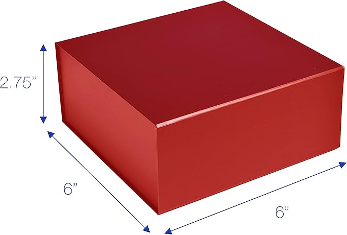 CECOBOX - Gift Boxes with Lids for Presents 6"x6"x2.75" - Matte, Collapsible Magnetic Closure Gift Box - Groomsmen & Bridesmaid Proposal Boxes, Wedding, PR, Birthdays, Holidays (Red)