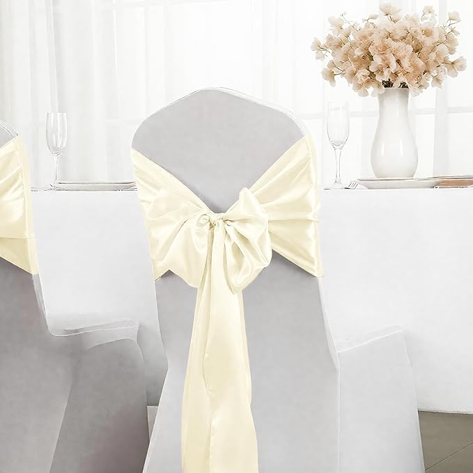 SHEJIZE 10 Pack White Satin Table Runner 12x108 Inches Long, Bright Silky Smooth Satin Table Runner Table Decor for Wedding Banquet Christmas Prom Event Birthday Party
