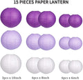 Paper Lanterns, 15 Piece Purple Lavender and White Rice Paper Set