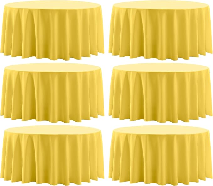 Tablecloths: Round Yellow Polyester, 6 Pack, 108 Inch