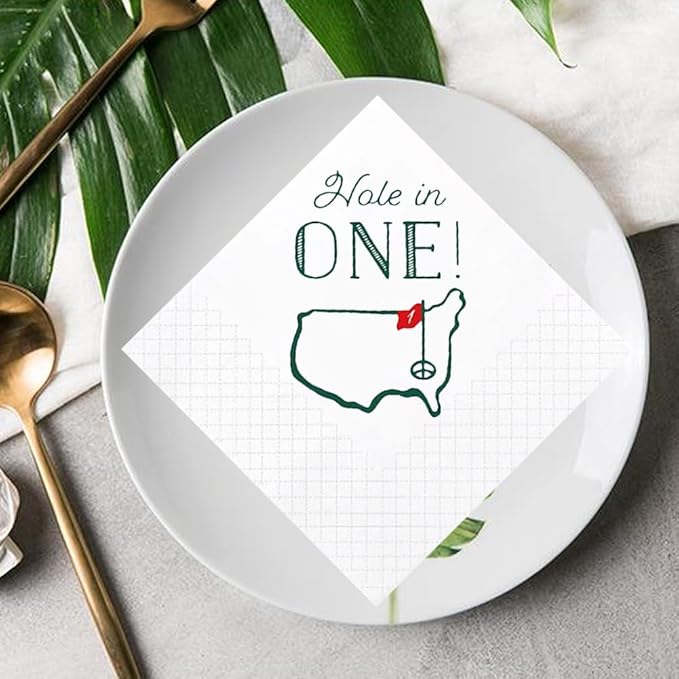 Hole in One Golf Party Decorations, 240-Piece Set with Cocktail Napkins, Plates, Cups, Bottle Labels, Toothpick Flags, Straws, Gift Tags, and Forks for Golf Birthday and 1st Hole in One Parties