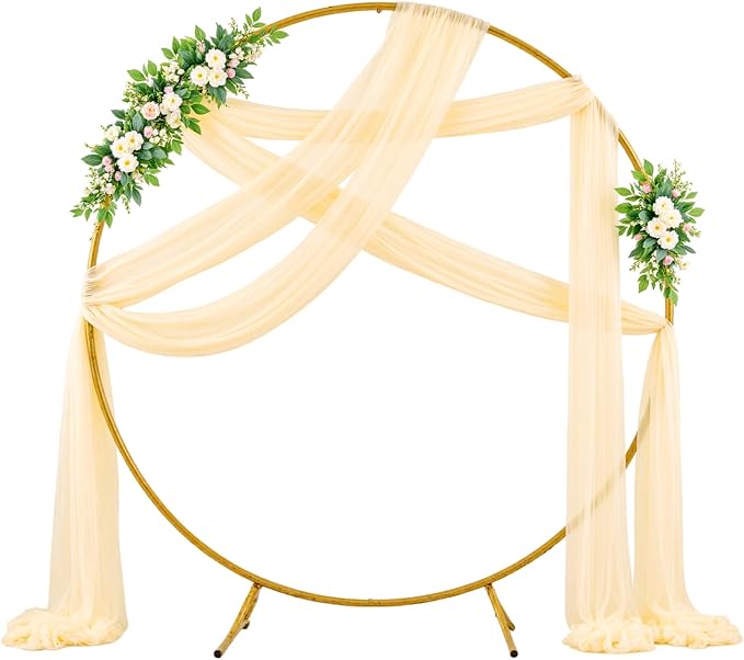 Wedding Arch Draping Fabric Backdrop 1 Panel 60" x 26Ft Champagne Drapes Curtains for Wedding Reception Sheer Tulle Backdrop Curtain for Ceremony Birthday Party Baby Shower Arbor Ceiling Decorations
