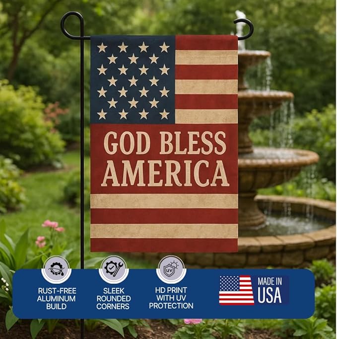 Custom Garden Flag with Pole Stand By DC – Personalized Garden Flags for Outside, Decorative Seasonal Garden Flag Holder Set, Double Sided Small Yard Flag Stake with Stand – 12”x18” | Made in USA