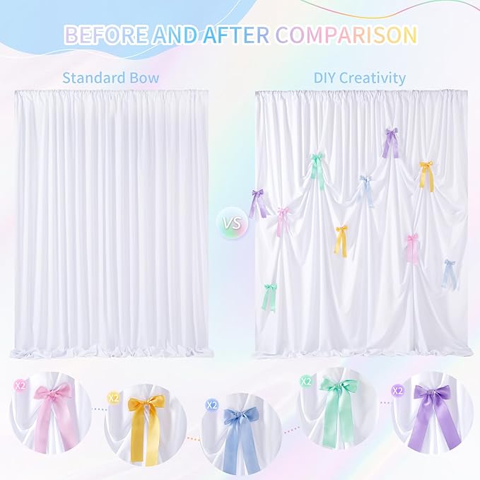 White Backdrop Curtain: 5.8×8ft Backdrop DIY Creative Photography Props Background - Shower Party Event Decorations