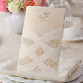 50PCS Blank Wedding Invitations Kit Laser Cut, 5.12x7.2 – Light Gold