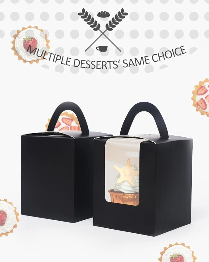 Cupcake Carriers 100 Black Boxes with 100 Holder Inserts