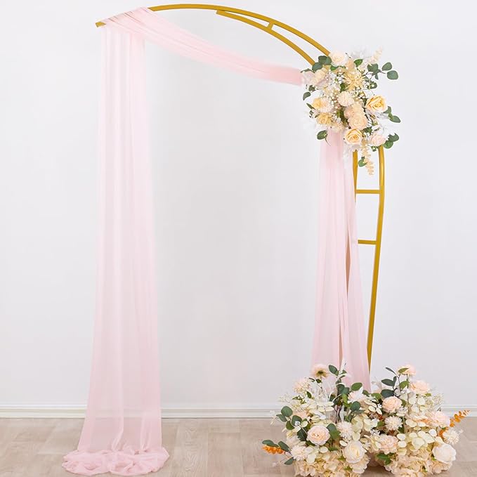 Outdoor Curtains Blush Pink Sheer Chiffon Arch Drapes 4 Panels 29 x 20 Ft