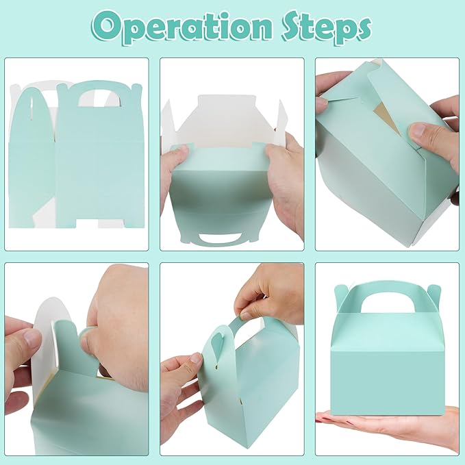 24 Pcs Pastel Party Favor Treat Boxes, Colorful Paper Candy Gift Gable Boxes for Party Favors, Pastel Goodie Box for Birthday Wedding Spring Easter Parties Supplies Decorations, 6 x 3.5 x 3 Inches