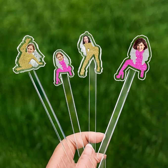 Custom 50 Pcs Double-Sided Wedding Stir Stick, Personalized Bride Face Dancers Stir Stick, Acrylic Cocktail Stirrers, Wedding Drink Stirrers, Bachelorette Party Gifts, Bridal Shower Gifts