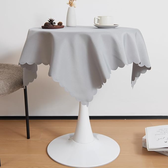 Small Square Grey Tablecloth 36 x 36 Inch Polyester Fabric Washable Table Cover Decorative Wrinkle Resistant Solid Color Table Cloth for Dining Party Wedding Camping