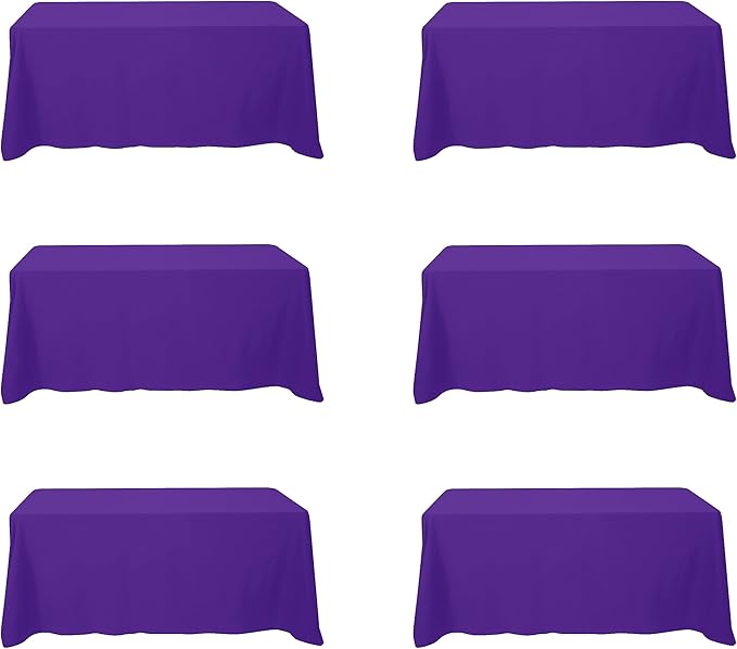 Tablecloths 6 Pack Purple Rectangle 90 x 132 Inch Polyester