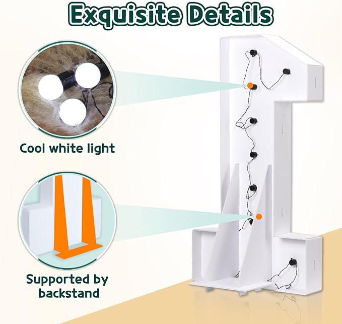 Marquee Numbers 3 Feet Tall Big Light Up Numbers 80th Birthday Decorations Women Men White Anniversary Party Decor Large Cardboard Prop Backdrop Sign 80