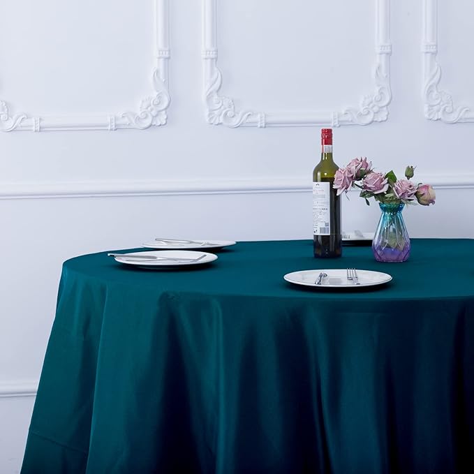 Ascoza 2pack 108 Inch Peacock Blue Round Tablecloth in Washable Polyester Fabric for Wedding/Banquet/Restaurant/Parties…