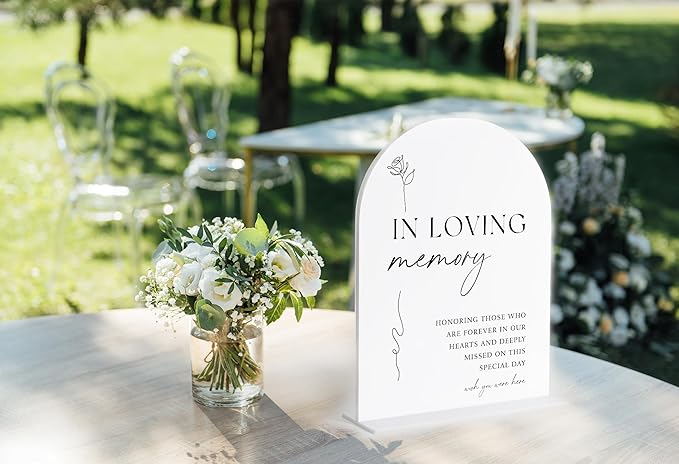 Decorative Sign Plaque, White Acrylic Arch Wedding Sign, 6x8 Inch