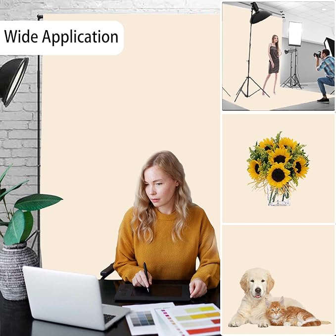 Cream Photography Backdrop for Photoshoot, Photo Backdrop Curtain, Perfect Cream Backdrops for Party Portrait Photoshoots Video Studio 10FTx10FT