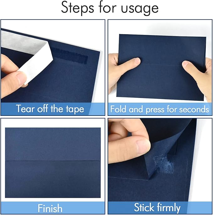 Greeting Card Envelopes, 100 Count Blue Self-Seal 4.375 x 5.75 Inch