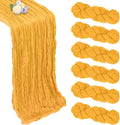 6 Pack Gold Cheesecloth Table Runner 10ft Boho Gauze Fabric Cheese Cloth Table Runner 35 x 120 Inch Rustic Sheer Runner for Romantic Wedding Decor Baby Shower Party Table Centerpiece Decoration