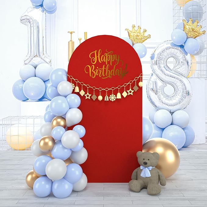 bricia Wedding Arch Backdrop Stand Cover, 5FT Double Sided Stretchy Arch Cover Fitted Wedding Birthday Party Banquet Decoration (Red 60''Lx25.2''W)