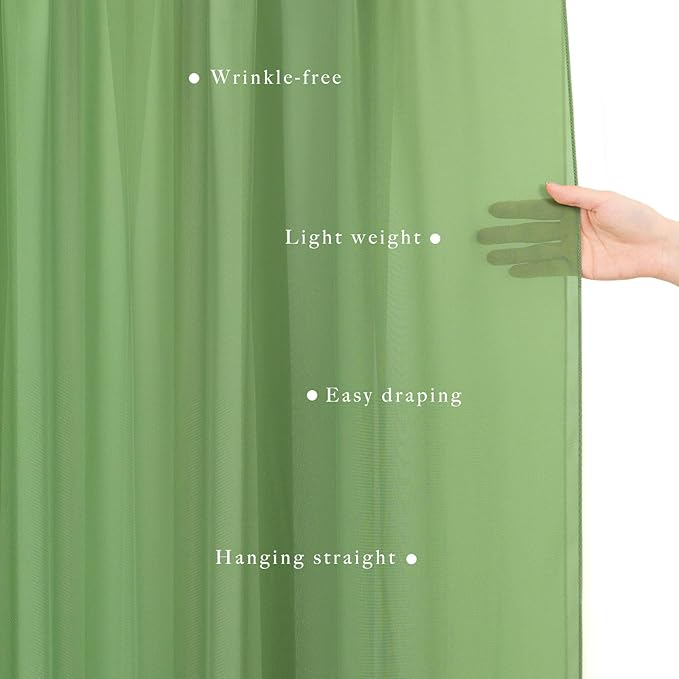 Wedding Arch Draping Fabric, Sage Green Chiffon, 4 Panels 20 Ft