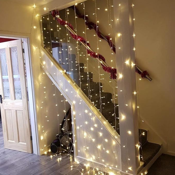 Indoor Fairy Curtain String Lights, 10x10 ft, Warm White, Battery or USB