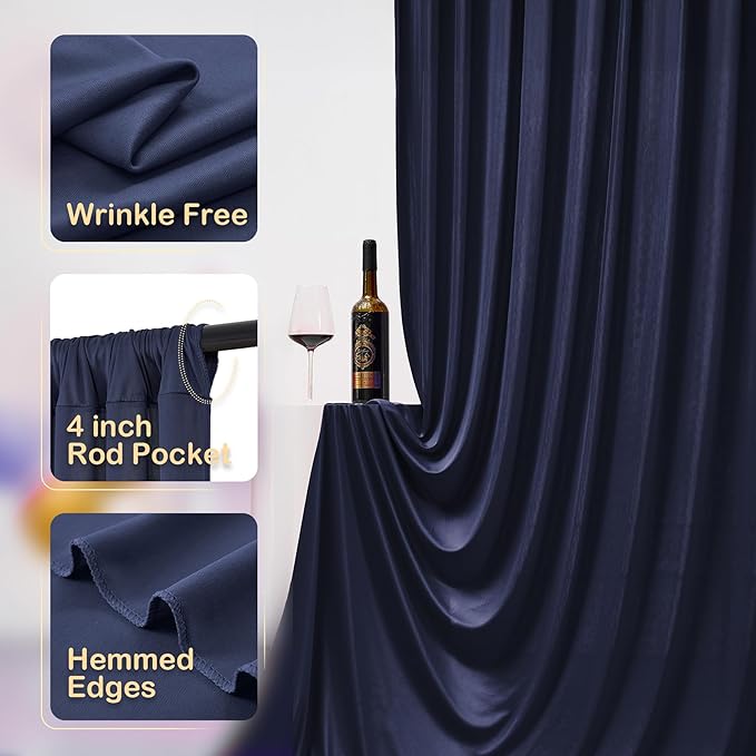 20ftx10ft Navy Blue Backdrop Curtains for Party Background, Wrinkle Free Navy Photo Curtains Backdrop Drapes 4 Panels Back Drop Cloth for Wedding Birthday Photography Baby Shower Decor