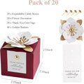Gift Boxes, 20 Burgundy Favor Boxes with White Floral Decor and Tags