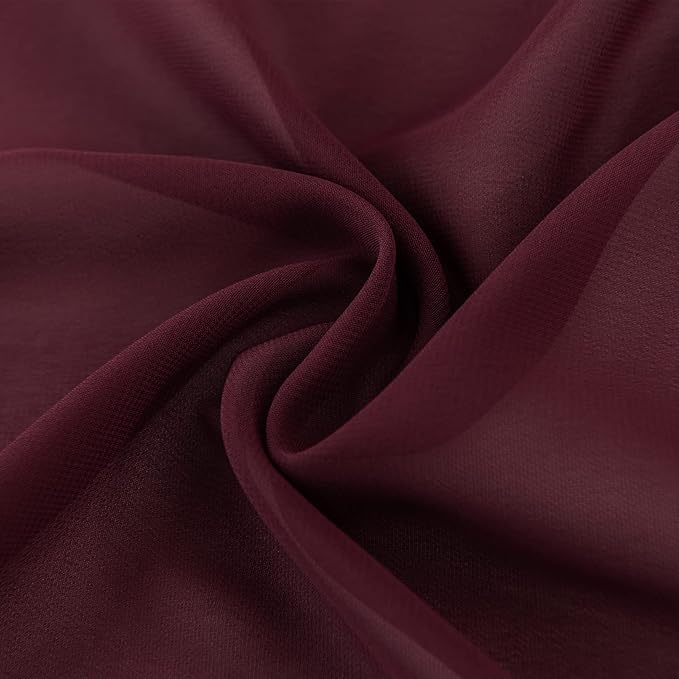 6Pack 9ft Chiffon Table Runner 14x108 Inch Sheer Romantic Table Runner for Wedding Birthday Party Bridal Shower Outdoor Decoration -Burgundy