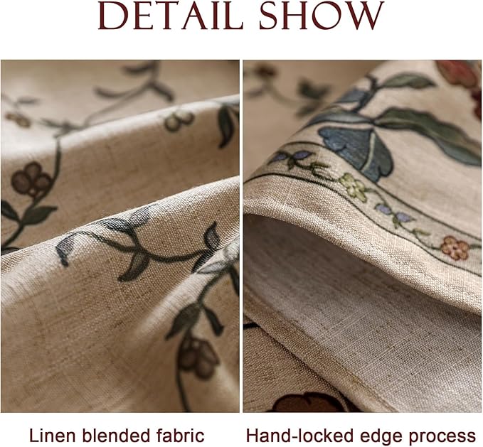 patdrea Designer Linen French Tablecloth for Rectangle Table,Fall Country Breathable Floral Extra Long Tablecloths,Table Cover for Kitchen Dining,Christmas,Thanksgiving,67"x118"-Oliveirad