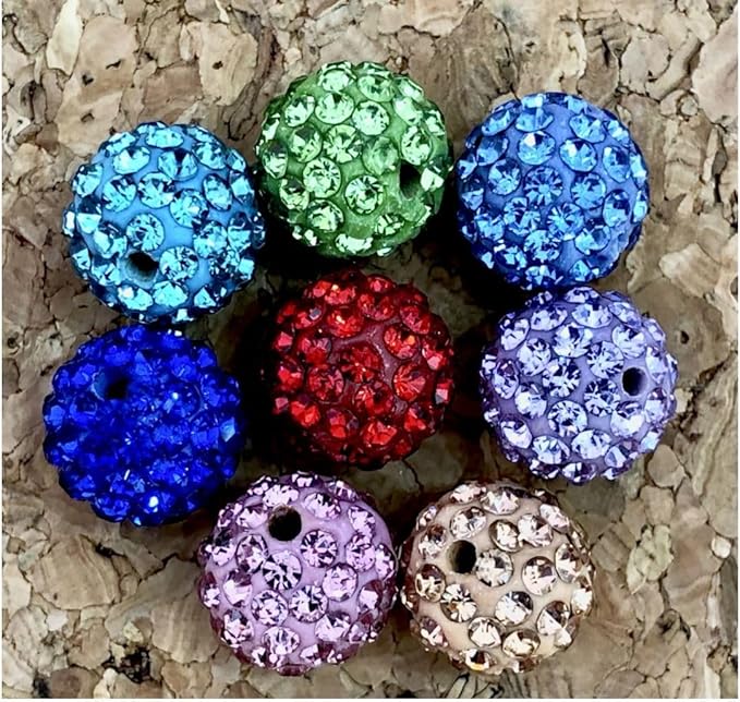 100pcs Adabele Grade A Suncatcher Crystal Rhinestone Pave Loose Beads 8mm Fuchsia Pink Polymer Clay Disco Ball Spacers Compatible with Shamballa All Craft Jewelry Making DB8-22