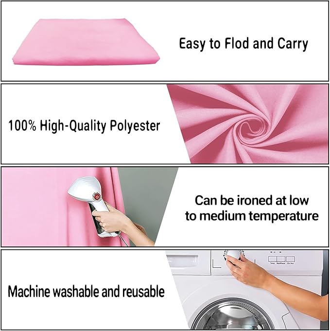 6X9FT High Density Fabric Pink Backdrop Portrait Photo Booth Washable Background Screen Video Recording Parties Curtains