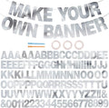 BEISHIDA Double-sided Silver 116 PCS DIY Letter Banner Kit Make Your Own Banner,Including 111 Letters and Numbers 3 Rope and 9 Threading Device,Customized for Birthday Graduation Wedding Decor