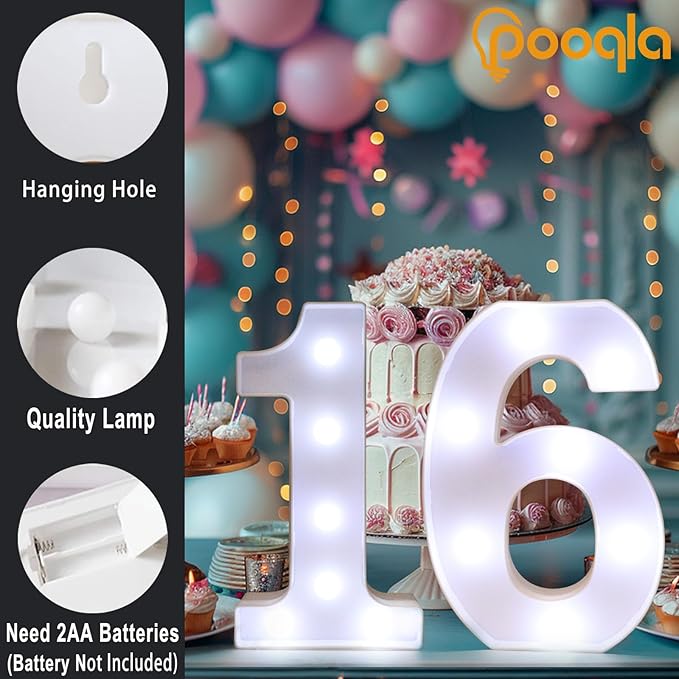 Pooqla 80th Birthday Decoration for Woman Man, Decorative LED Light Up Numbers, Marquee Numbers 80 Sign for Party Backdrop 80th Wedding Anniversary Decor, Warm White and Cool White Number 80
